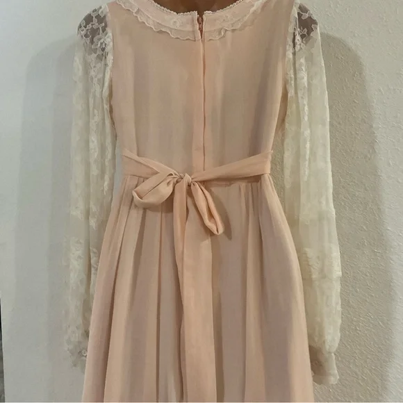 RARE Vintage Gunne Sax Full Skirt Boho Long Lace Up Corset Ruffled Maxi Dress - Picture 10 of 14